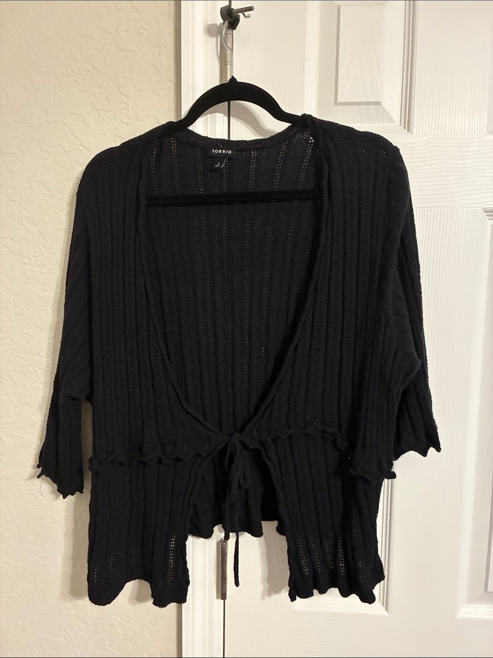 torrid Black Ribbed Tie-Front Open Cardigan